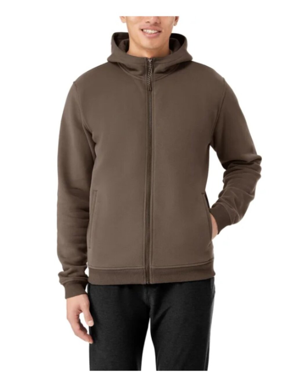 Kirkland Signature Men's Full Zip Hoodie Regular Fit Brown Size L